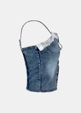 Vicky Denim Eyelet Top