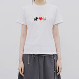 PUPPY HEART CAT SLIM FIT SHORT-SLEEVED T-SHIRT_WHITE