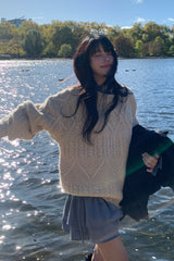 キャロルケーブルニット_ベージュ