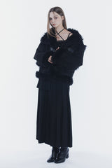 LAYERED PLEATS SKIRT black
