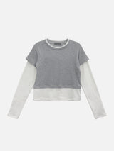 ソフトカラーブロックレイヤーTシャツ (3c)