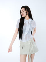 PLEATES WRAP SKIRT [IVORY]
