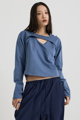 コットンレイヤード長袖Tシャツ, Navy