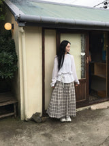 Maple Check Banded Shirred Skirt (3c)