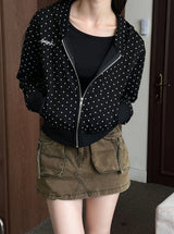 Slim dot hood zip up(2color)