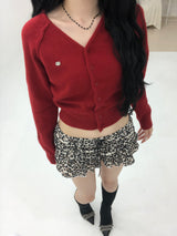 Leopard Shirring Skirt Pants