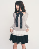 dot frill layered top / gray