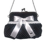 Medium black dots vintage bow frame bag (handmade bag)