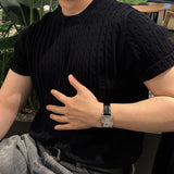 ルックオールデイリネンケーブルショートスリーブニット