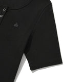 KIRSH プレーンスリムフィットヘンリーネックTシャツ【ブラック】