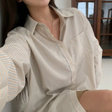 [MADE] Alo, stripe overfit shirt