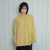 CAT GIRL & FLOWER LONG SLEEVE - LIGHT GREEN