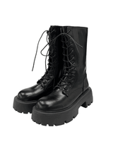 6cm Lucky Platform Sole Lace-Up Boots