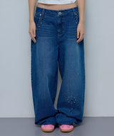 BOHEMIAN STUDDED DENIM PANTS (BLUE)_F24ZD883