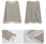 Lace Detail Stripe Long Sleeve Knitwear