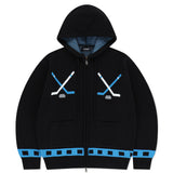 HOCKEY KNIT ZIP-UP HOODIE