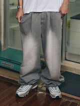 MID90 SIDE LINE LOOSEFIT DENIM PANTS VINTAGE GRAY