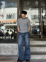 With crop stripe long-sleeve tee
