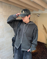 マロンフードニットジップアップ(Dark Gray)