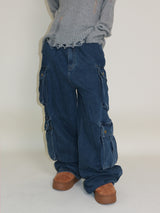 Zelda Double Pocket String Wide Denim Pants