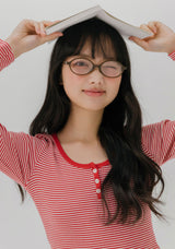 ストライプコンビバートンTシャツ (レッド)