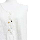 (2color) Mismatched Button Neck Slub Sleeveless Tee