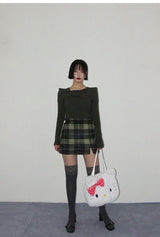 MATCHA CHECK MINI SKIRT