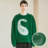 リバーシブルペイズリースウェット/BULKY BRUSH REVERSIBLE PAISLEY SWEATER GREEN