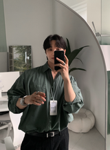 Glass Pigment Basic Cotton Shirt 