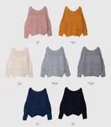 Lip Neck Knit Punching Loose Knit (7color)