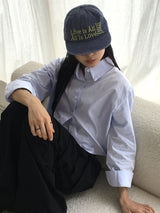 Is All Vintage Lettering Denim Camp Cap