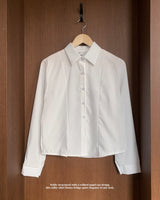 Soft Palette Panel-Cut Collar Shirt Blouse