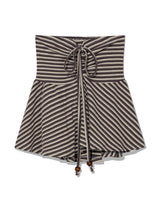STRIPE SHIRRING FLARE TOP(CHARCOAL)