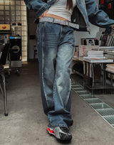 オーシャンウォッシングサイドカットデニムパンツ