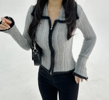 COLOR-BLOCK GRADATION 2-WAY KNIT ZIP-UP - 2 COLOR