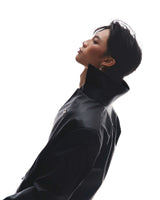PADDED-SHOULDER LEATHER JACKET