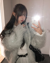 パピーヘアウールウールニットカーディガン