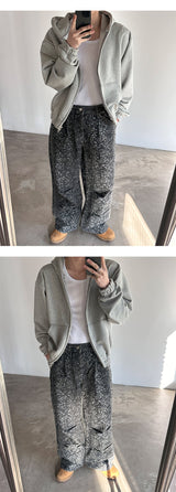[Unisex] Crop 2way hood zip up(3color)