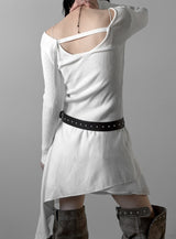 Ribbed Backless V-Neck Knit