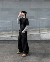 Skull Dart Wide Cargo Denim Pants