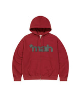 mah CUT OFF APPLIQUE ZIP-UP HOODIE_BURGUNDY
