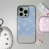 [MADE] [+MagSafe] BERRY DOT PHONE CASE BLUE (glass silver bumper)