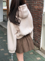 #ボアフリース クロップ ルーズフード ジップアップ (5color)