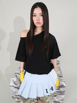 PLEATS WRAP SKIRT (DENIM)