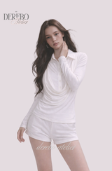Lily Shirring Shirt Long Sleeve Top