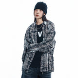 Washed Painted Check Shirt - CHARCOAL