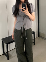 Karin Stripe Puff Short Sleeve Blouse