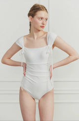 DEW COWL SWIMSUIT white
