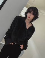 Unbalanced angora zipper knit