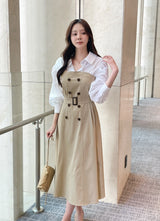 Muel Shirt Color Matching Layered Trench One Piece
